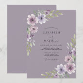 Invitation Mariage à l'Anémone Améthyste Poussiéreuse (Devant / Derrière)