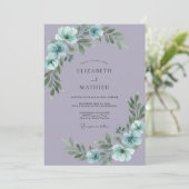 Invitation Mariage à l'anémone aqua lilas (Debout devant)