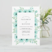 Invitation Mariage à l'anémone aquamarine (Debout devant)