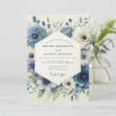 Invitation Mariage à l'anémone bleu poussiéreux (Debout devant)