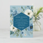 Invitation Mariage à l'Anémone Bleue Grise Rêveuse (Debout devant)