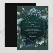 Invitation Mariage à l'anémone de chasseur ardoise (Devant / Derrière)