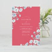 Invitation Mariage à l'anémone de ciel corail (Debout devant)