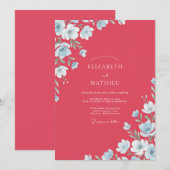 Invitation Mariage à l'anémone de ciel corail (Devant / Derrière)