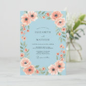 Invitation Mariage à l'anémone de corail pêche (Debout devant)