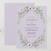 Invitation Mariage à l'anémone de lilas (Devant / Derrière)