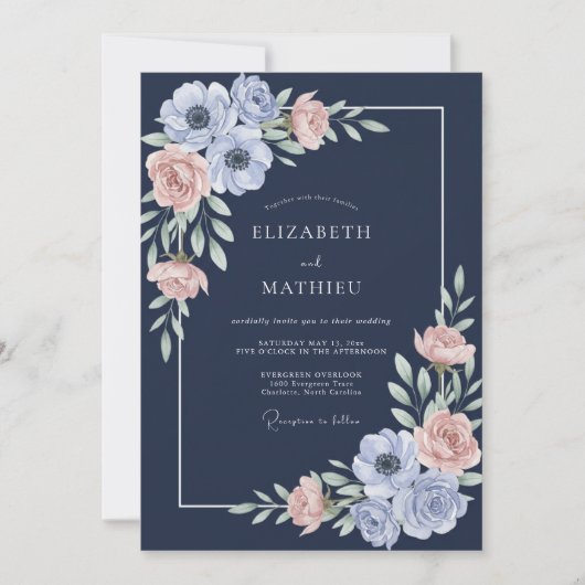 Invitation Mariage à l'Anémone de Minuit (Devant)