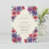 Invitation Mariage à l'anémone de prune pourpre (Debout devant)