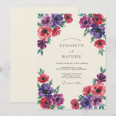 Invitation Mariage à l'anémone de prune pourpre (Devant / Derrière)