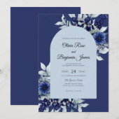 Invitation Mariage à l'anémone de saphir (Devant / Derrière)