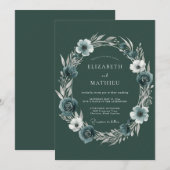 Invitation Mariage à l'Anémone de Slate Profond (Devant / Derrière)