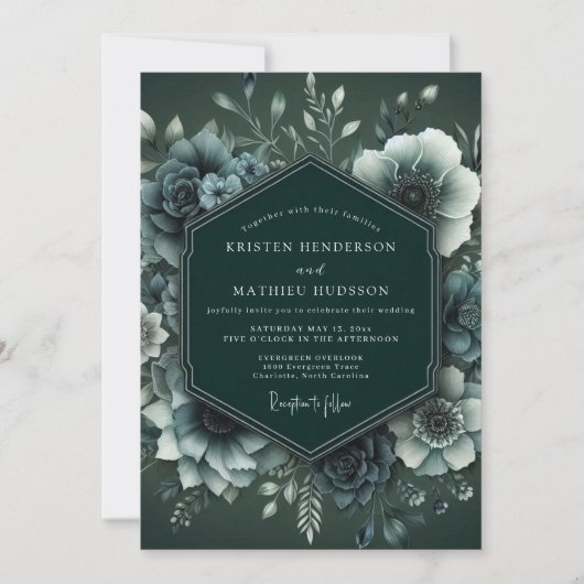 Invitation Mariage à l'anémone émeraude Moody (Devant)