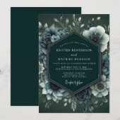 Invitation Mariage à l'anémone émeraude Moody (Devant / Derrière)