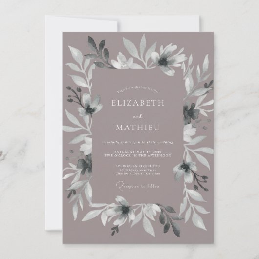 Invitation Mariage à l'Anémone Éthérée Mauve (Devant)