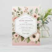 Invitation Mariage à l'Anémone Éthérée Rose (Debout devant)