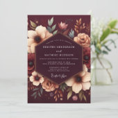 Invitation Mariage à l'anémone grenat (Debout devant)