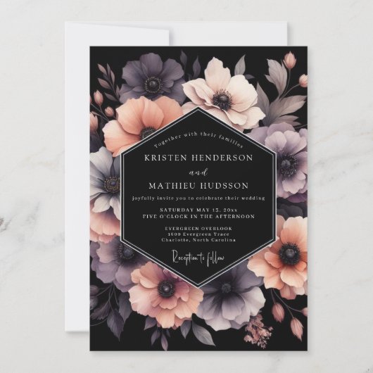 Invitation Mariage à l'Anémone Humeur Prune (Devant)