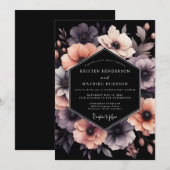 Invitation Mariage à l'Anémone Humeur Prune (Devant / Derrière)