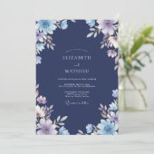Invitation Mariage à l'anémone lilas de minuit (Debout devant)