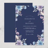 Invitation Mariage à l'anémone lilas de minuit (Devant / Derrière)