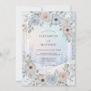 Invitation Mariage à l'anémone Mauve Ardoise