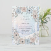 Invitation Mariage à l'anémone Mauve Ardoise (Debout devant)