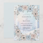 Invitation Mariage à l'anémone Mauve Ardoise (Devant / Derrière)