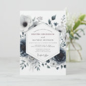 Invitation Mariage à l'anémone ombrale ardoise (Debout devant)