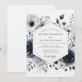 Invitation Mariage à l'anémone ombrale ardoise (Devant / Derrière)