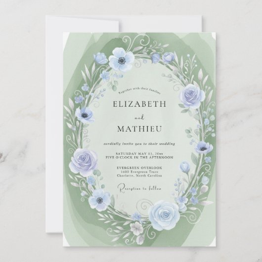 Invitation Mariage à l'anémone Pervenche (Devant)