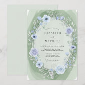 Invitation Mariage à l'anémone Pervenche (Devant / Derrière)