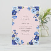 Invitation Mariage à l'anémone rose azur (Debout devant)