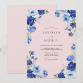 Invitation Mariage à l'anémone rose azur (Devant / Derrière)