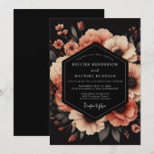 Invitation Mariage à l'anémone Vesper pêche (Devant / Derrière)