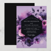 Invitation Mariage à l'anémone violette Moody (Devant / Derrière)