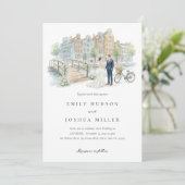 Invitation Mariage à l'aquarelle à Amsterdam (Debout devant)