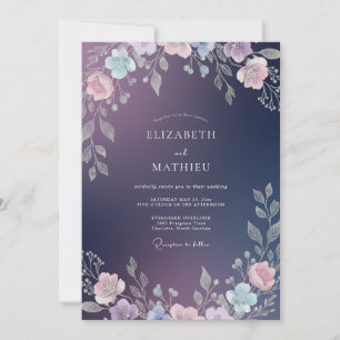 Invitation Mariage à l'aquarelle Améthyste Plum
