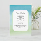 Invitation Mariage à l'aquarelle Aqua et Vert (Debout devant)