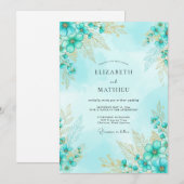 Invitation Mariage à l'aquarelle Aqua Splendid (Devant / Derrière)
