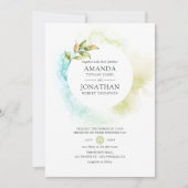 Invitation Mariage à l'aquarelle avec verdure (Devant)