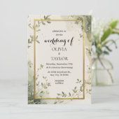 Invitation Mariage à l'aquarelle avec verdure (Debout devant)