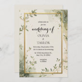 Invitation Mariage à l'aquarelle avec verdure (Devant / Derrière)