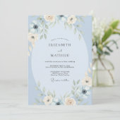 Invitation Mariage à l'aquarelle Azure Poudre (Debout devant)