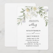 Invitation mariage à l'aquarelle blanche (Devant / Derrière)