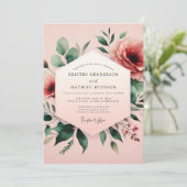 Invitation Mariage à l'aquarelle Blush Sage (Debout devant)