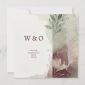 Invitation Mariage à l'aquarelle bordeaux (Dos)
