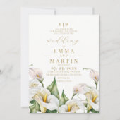 Invitation Mariage à l'aquarelle botanique au lys calla (Devant)