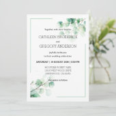 Invitation Mariage à l'aquarelle botanique de verdure Eucalyp (Debout devant)