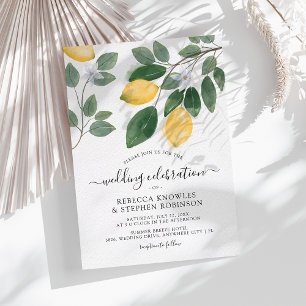Invitation Mariage à l'aquarelle botanique Lemon & Verdure