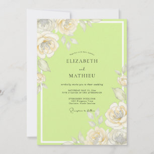 Invitation Mariage à l'aquarelle Chartreuse Rose